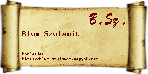 Blum Szulamit névjegykártya